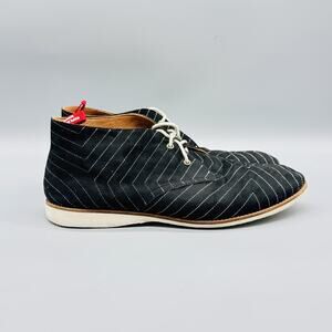 Rollie Boots Womens 10 Black Suede Stripe Chukka Ankle Lace Up Chevron Shoes